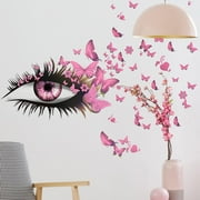 Sexy-Girl Eyes Butterfly Wall Stickers Home Decoration Diy Decals Self-Adhesive Pink